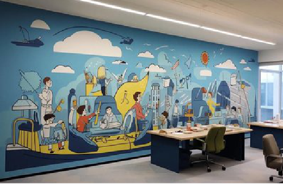 禄丰办公室墙绘的特点。